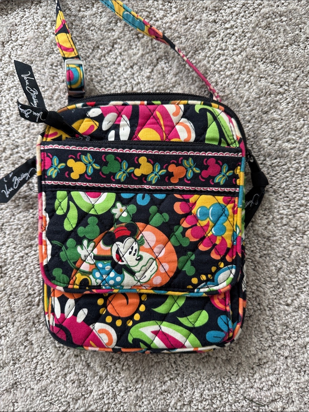 Vera Bradley Disney Black Multicolor Floral Quilted Crossbody